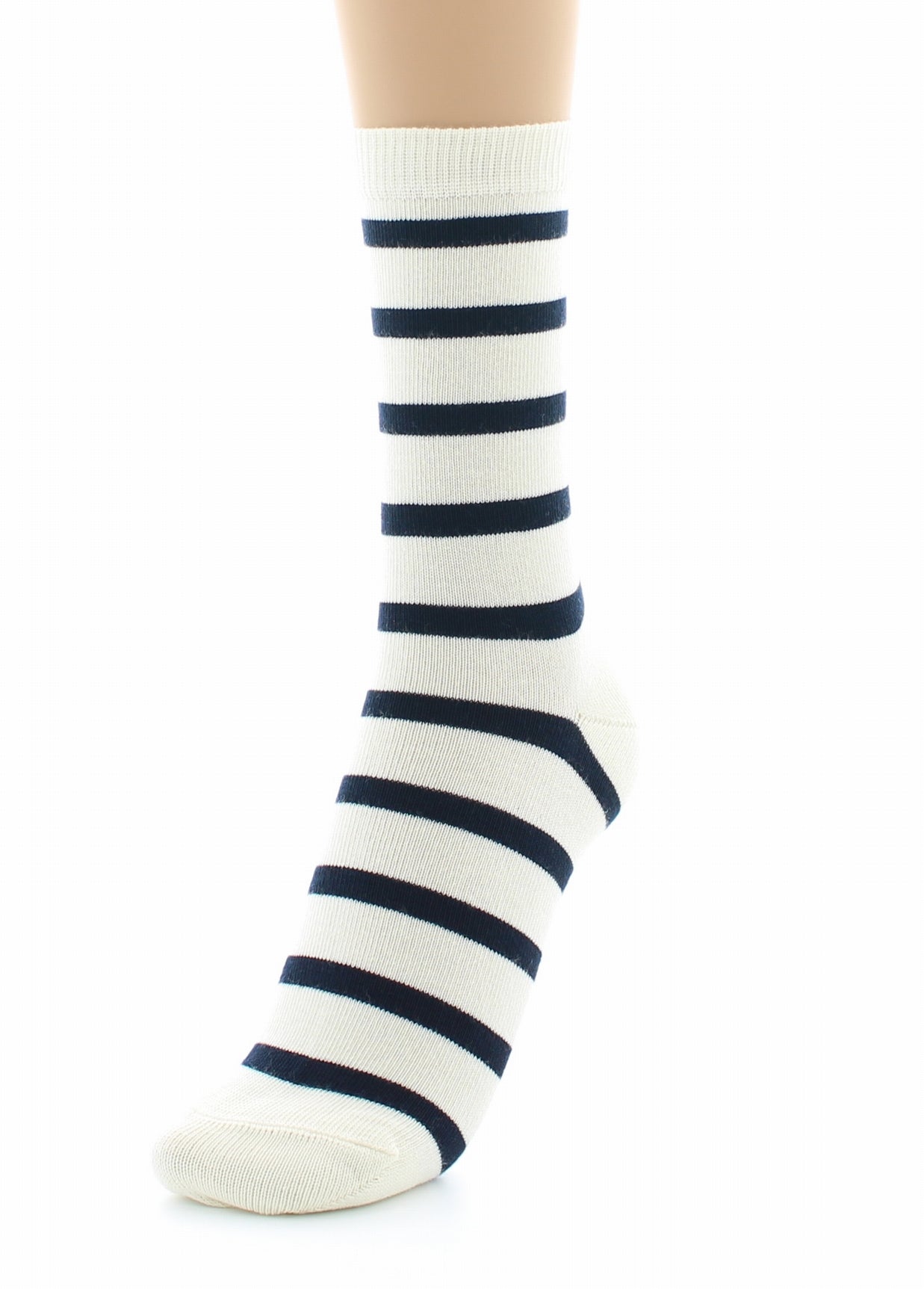 Chaussettes mixtes Marinière en coton peigné ECRU-MARINE