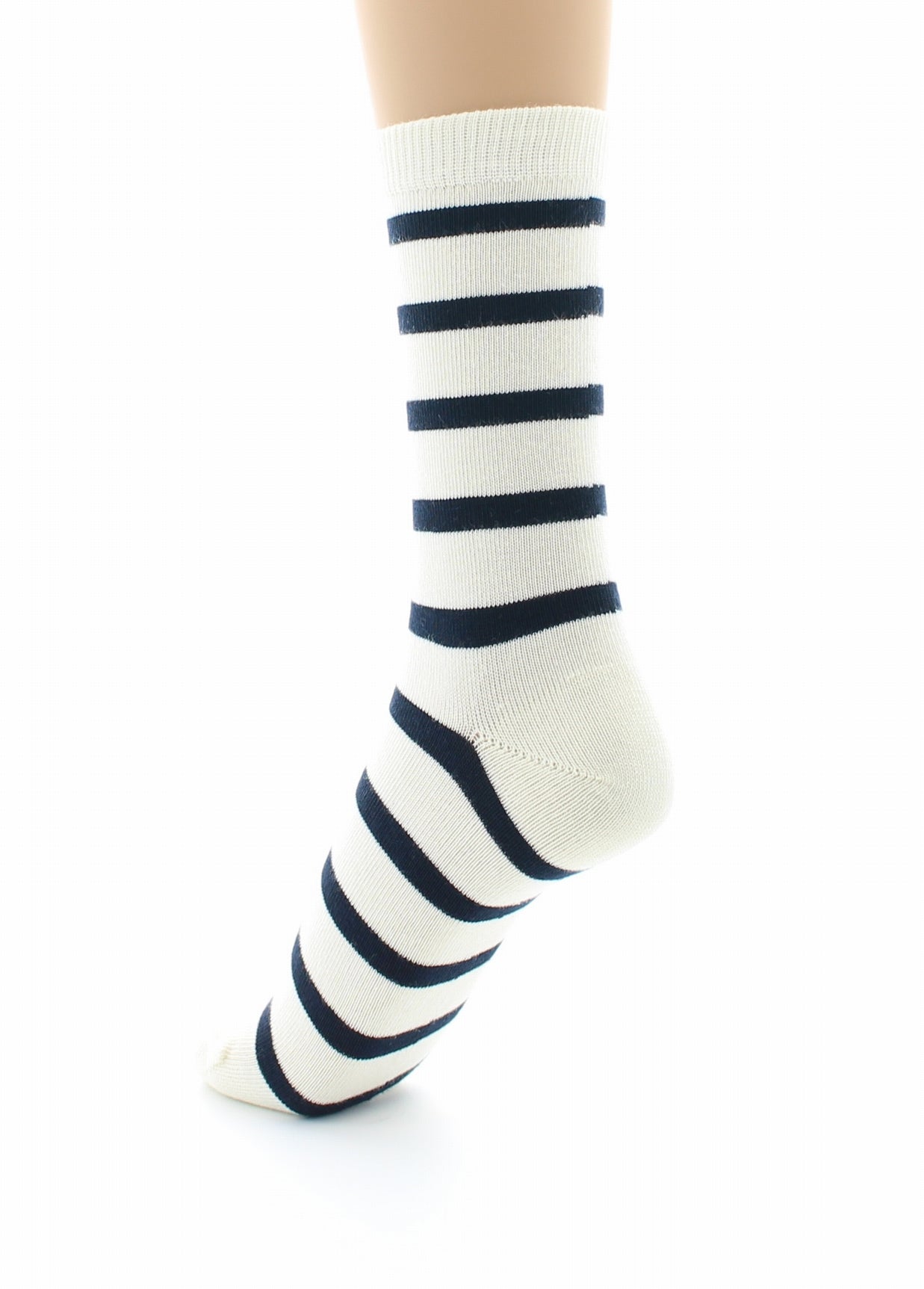 Chaussettes mixtes Marinière en coton peigné ECRU-MARINE
