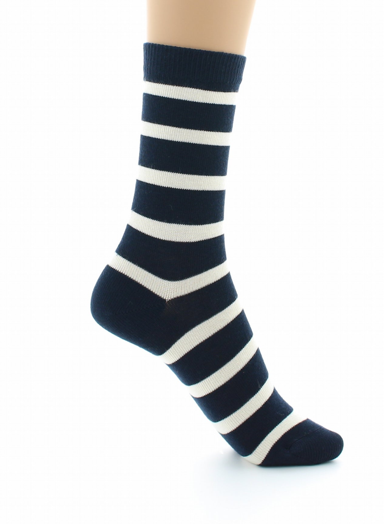 Chaussettes mixtes Marinière en coton peigné MARINE-ECRU