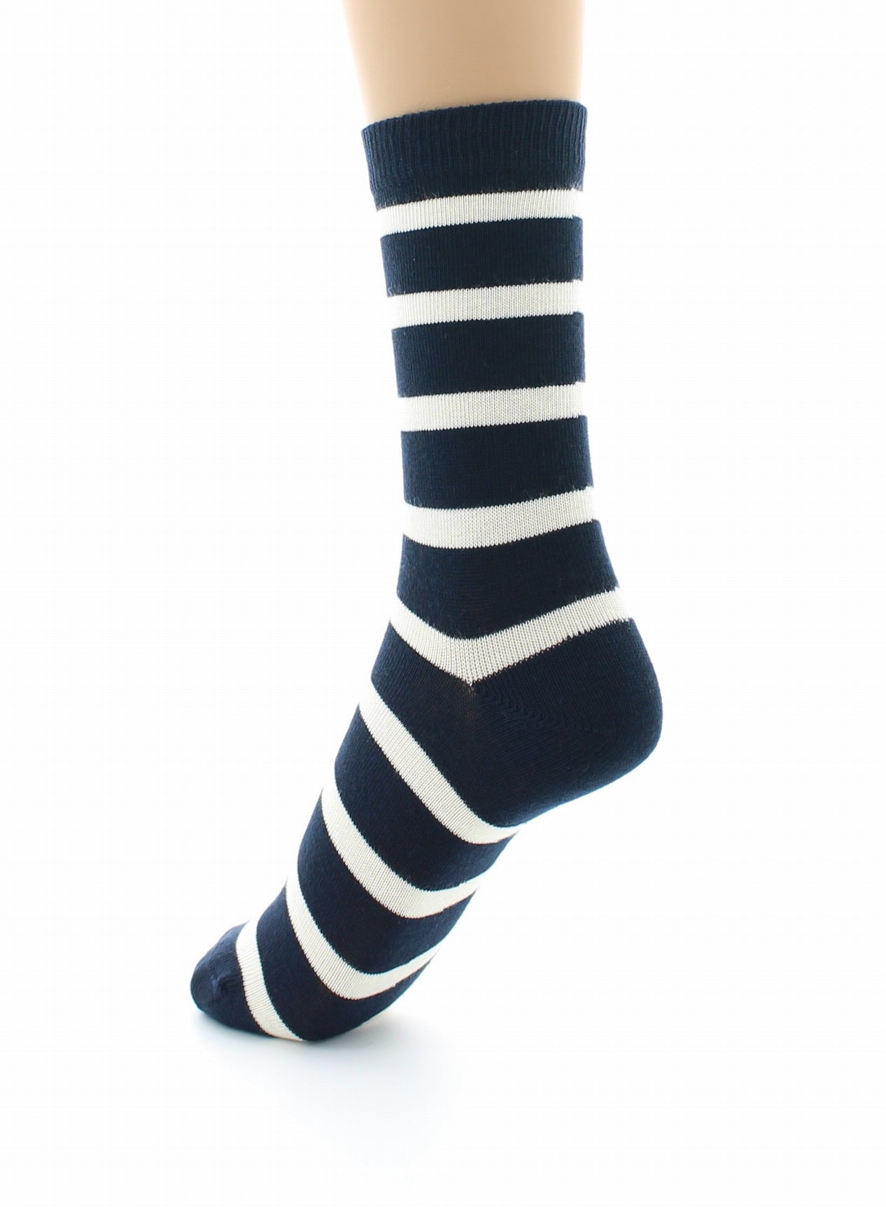 Chaussettes mixtes Marinière en coton peigné MARINE-ECRU