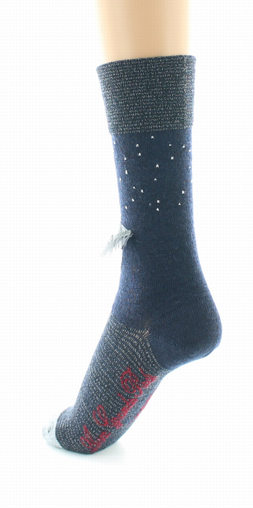 Chaussettes Originales Femme Au Parapluie Marine Et Argent MARINE-ARGENT