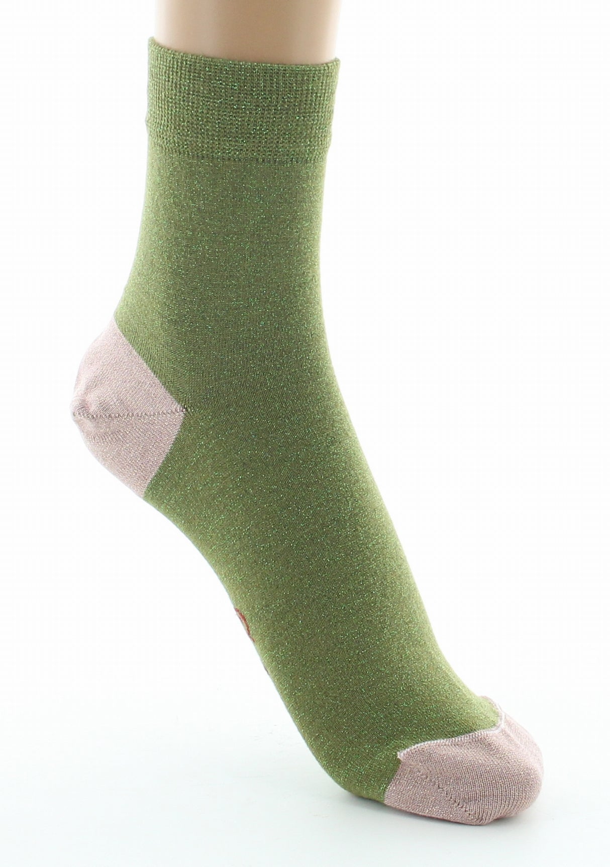 Chaussettes pailletées femme vert et rose VERT