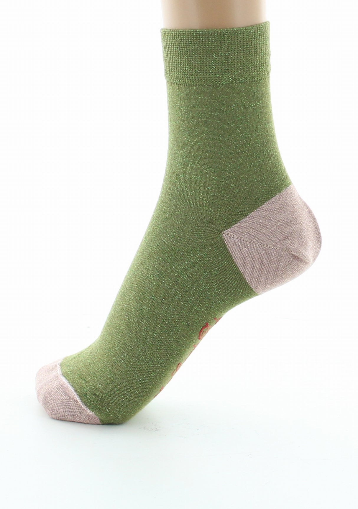 Chaussettes pailletées femme vert et rose VERT