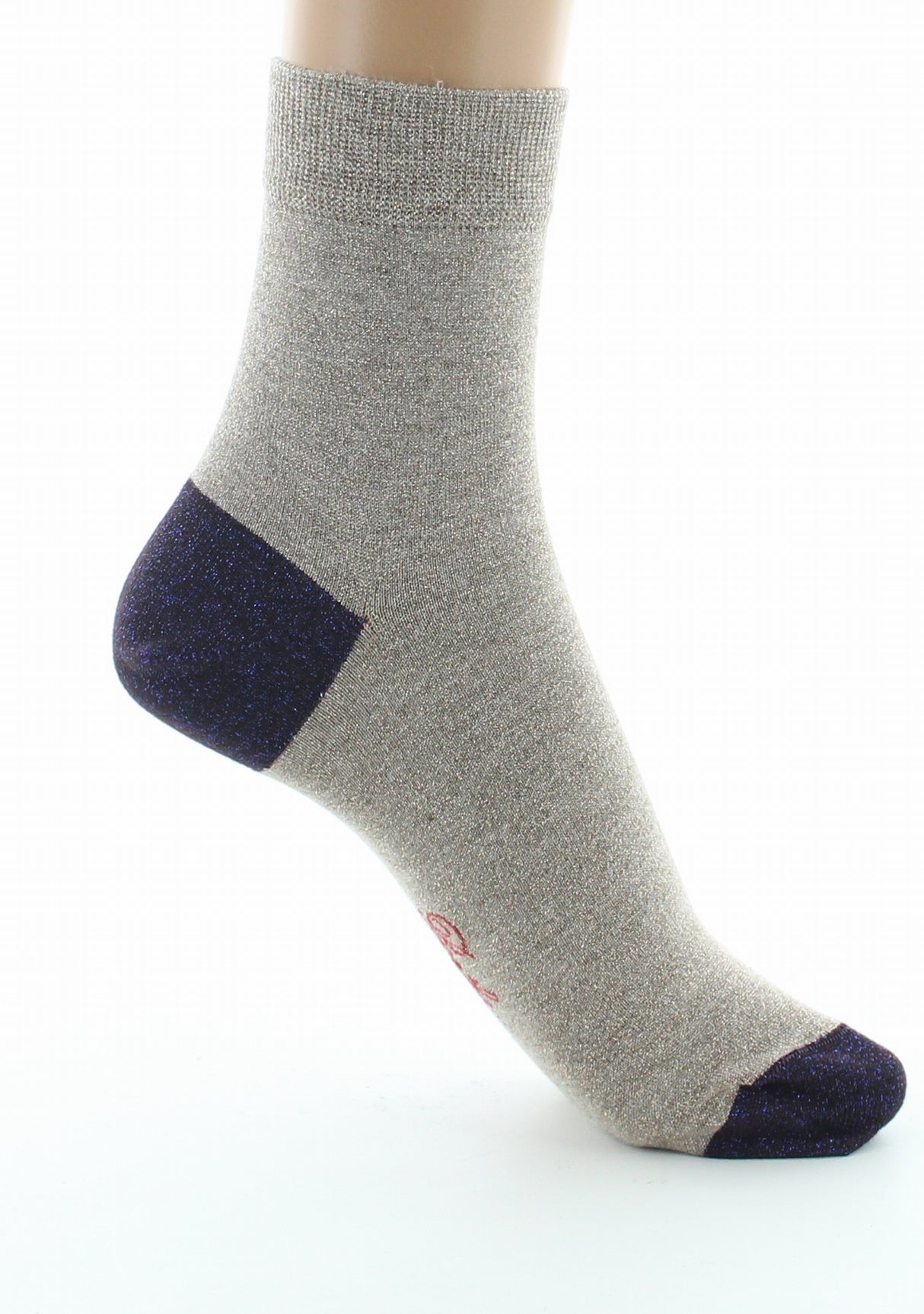 Chaussettes pailletées femme sable et violet BEIGE DORE