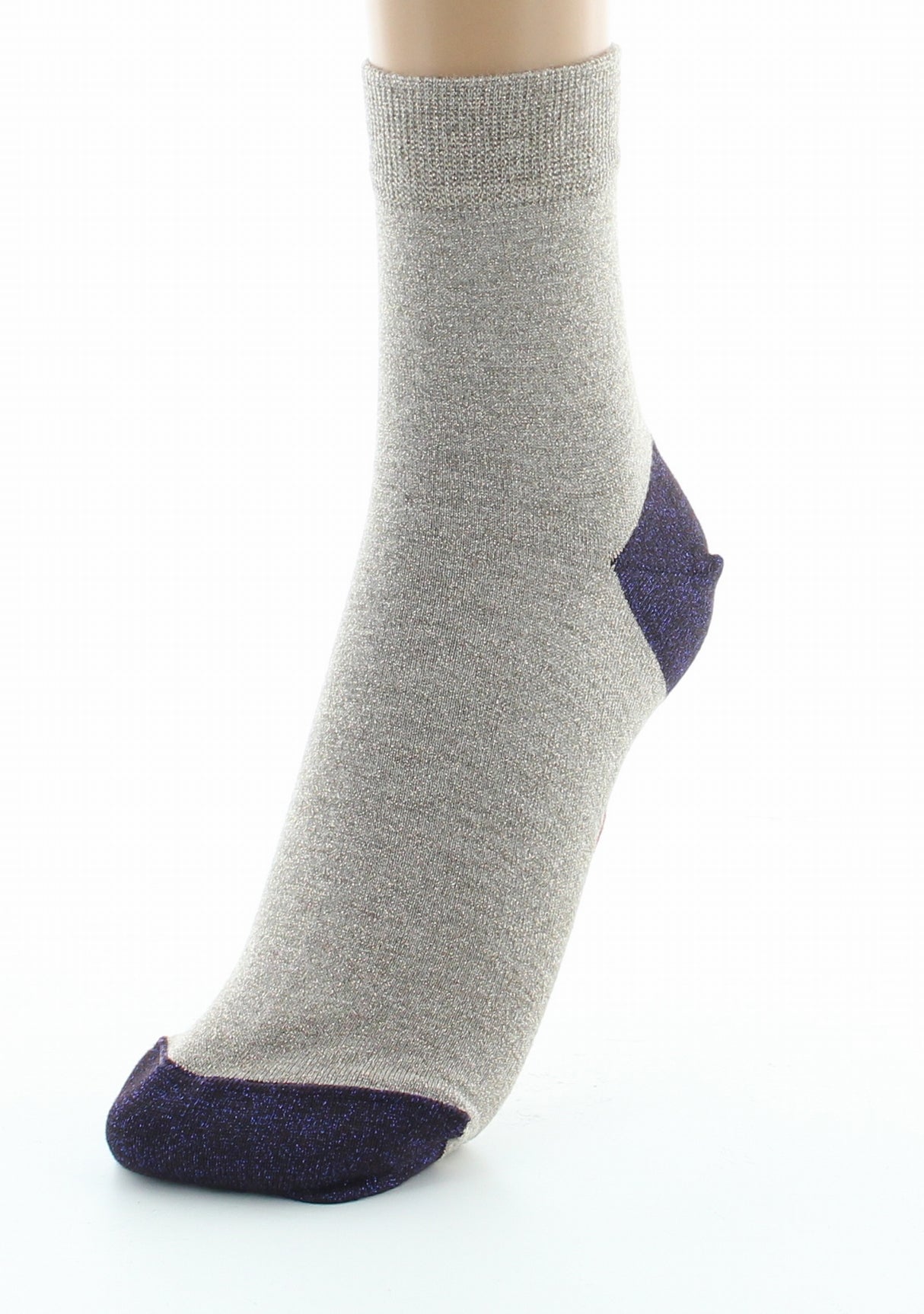 Chaussettes pailletées femme sable et violet BEIGE DORE