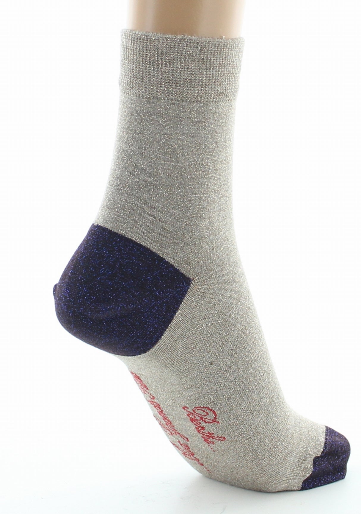 Chaussettes pailletées femme sable et violet BEIGE DORE