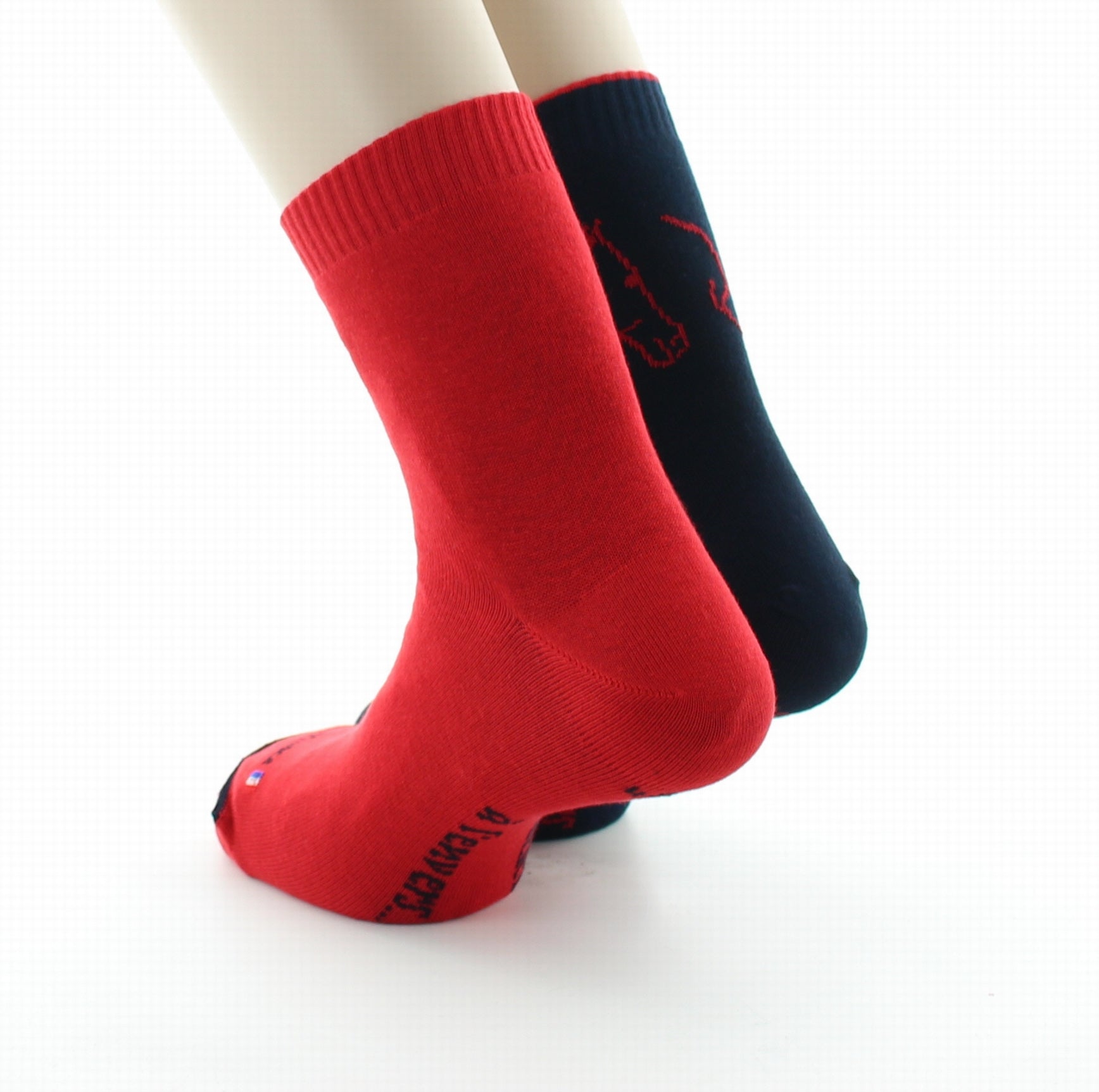 Chaussettes réversibles homme coton cheval marine et rouge MARINE/ROUGE