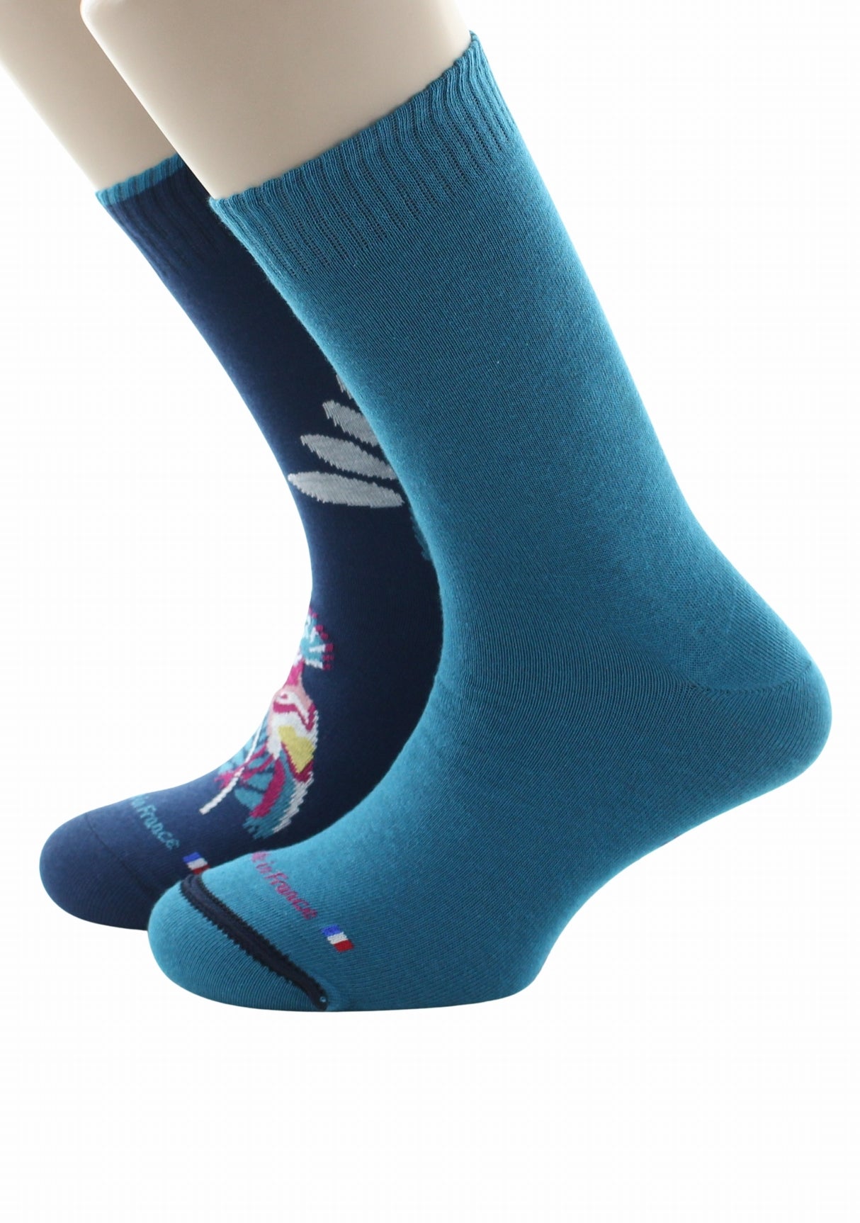 Chaussettes réversibles homme coton colibri bleu amiral BLEU AMIRAL