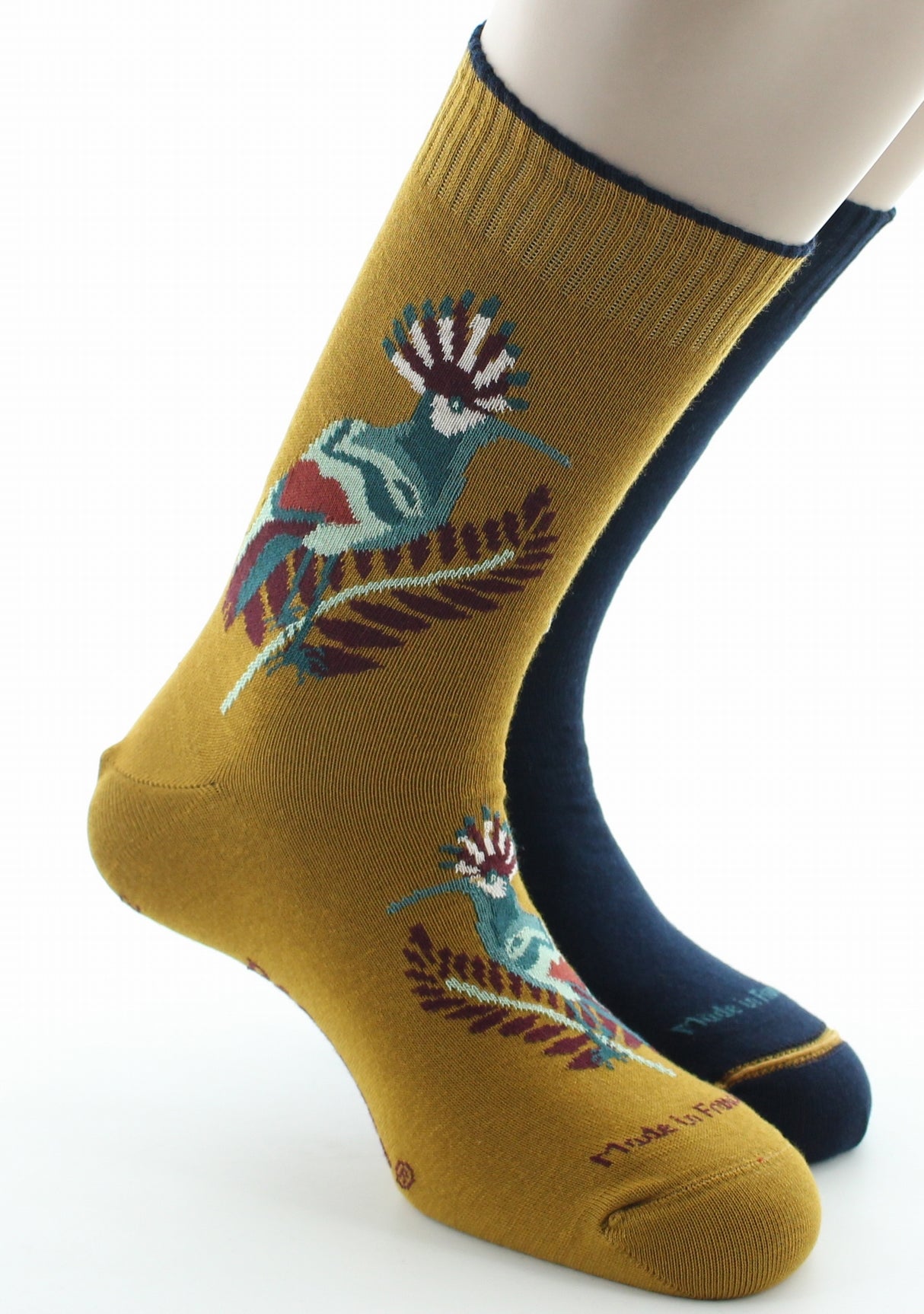 Chaussettes réversibles homme coton colibri moutarde MOUTARDE