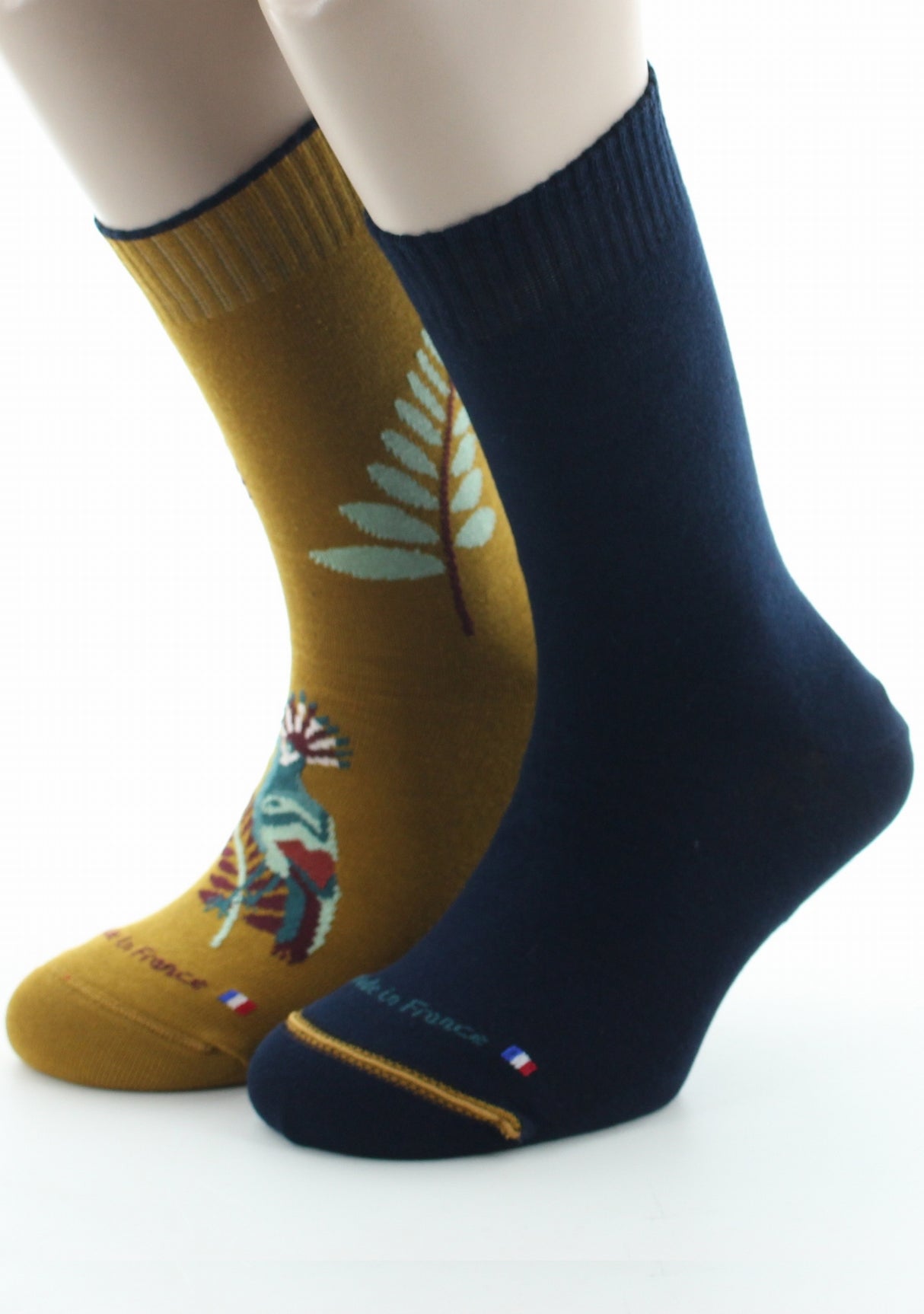 Chaussettes réversibles homme coton colibri moutarde MOUTARDE