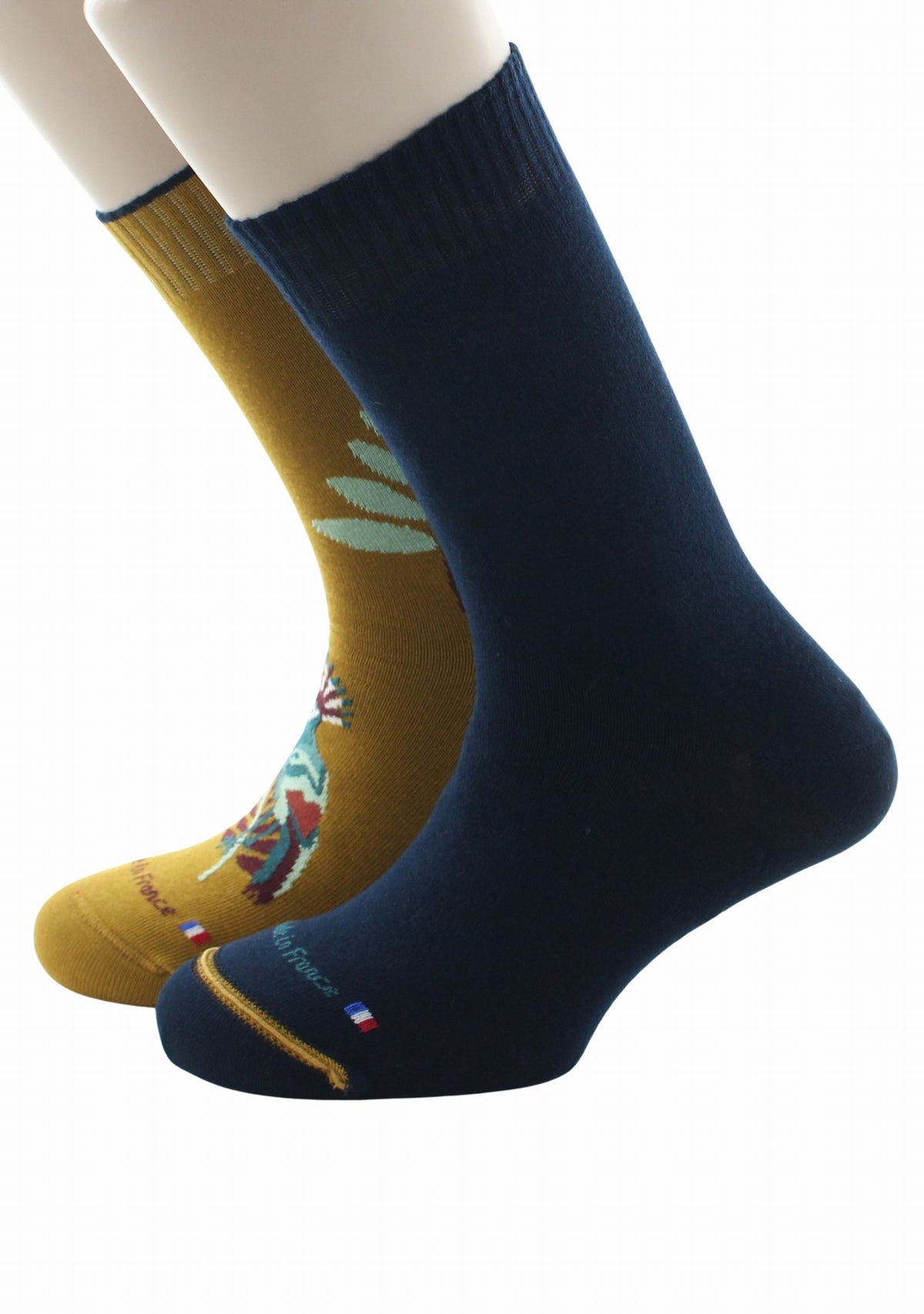 Chaussettes réversibles homme coton colibri moutarde MOUTARDE