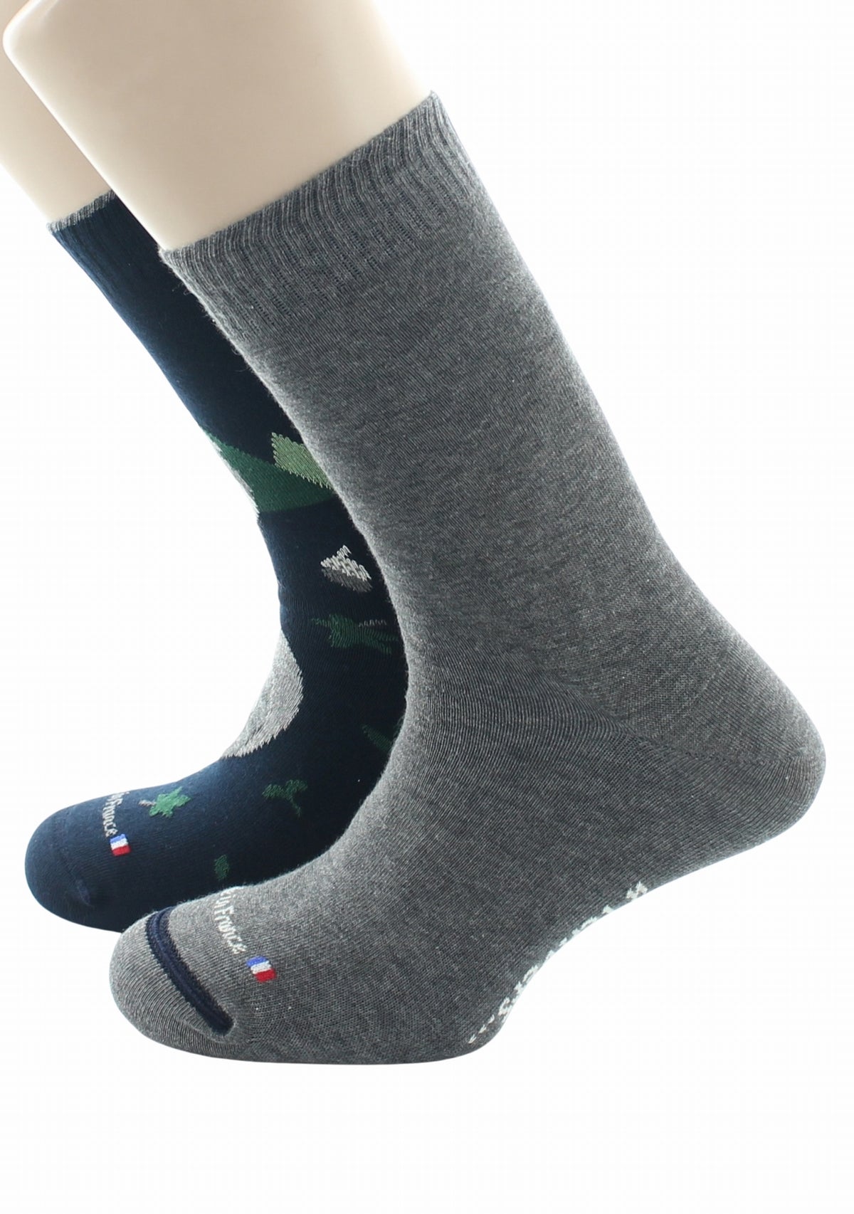 Chaussettes réversibles homme en coton Renard Marine/Gris MARINE