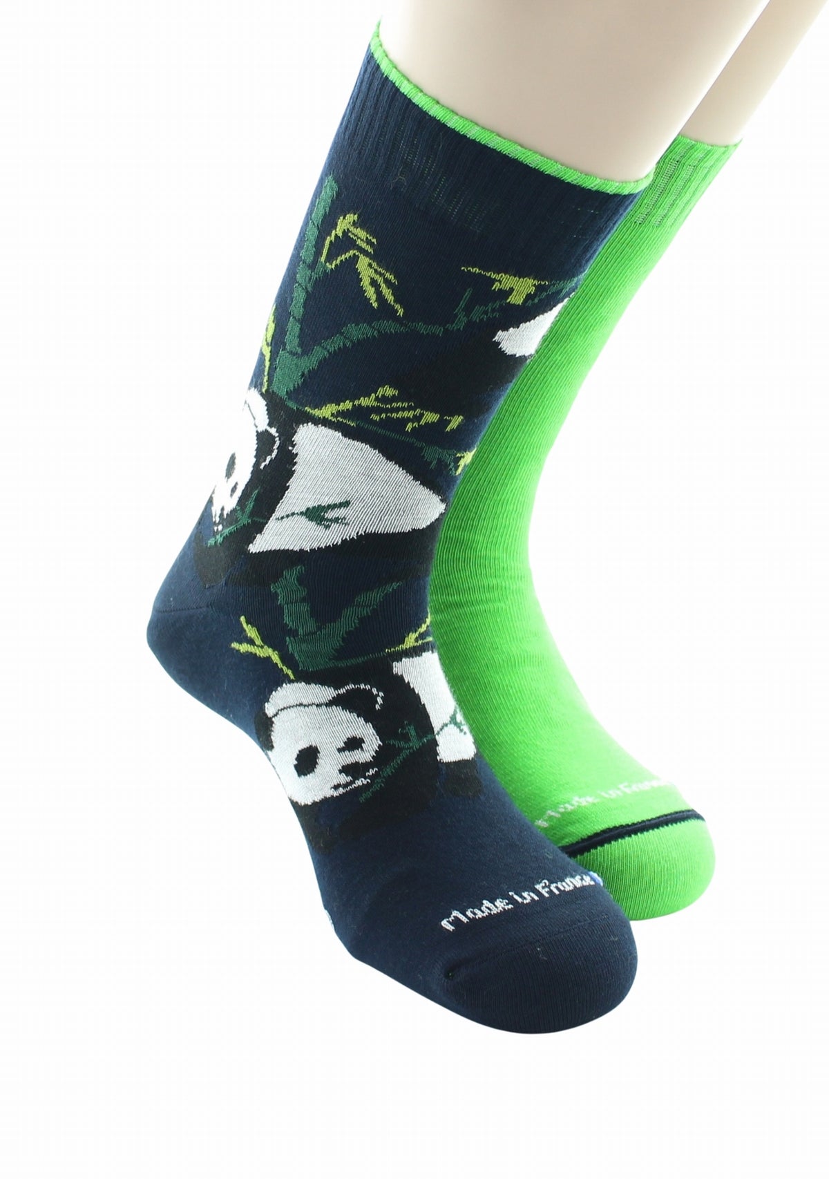 Chaussettes Réversibles Panda Marine intérieur Vert Chlorophyle MARINE/VERT