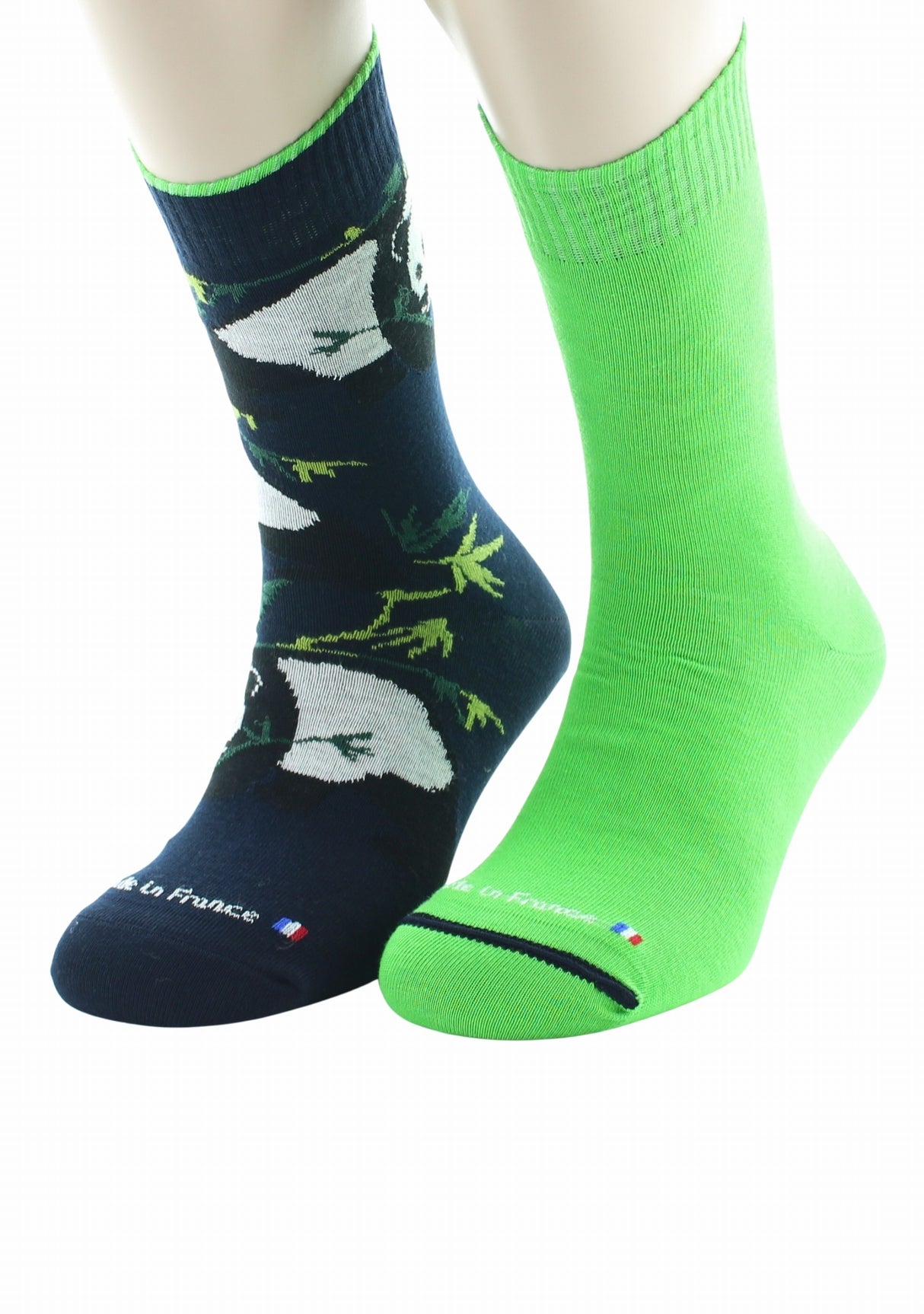 Chaussettes Réversibles Panda Marine intérieur Vert Chlorophyle MARINE/VERT