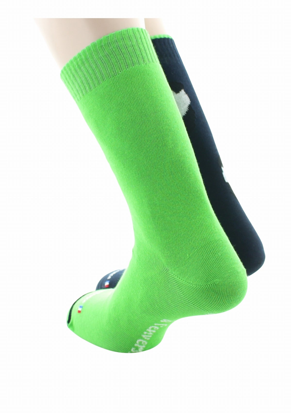 Chaussettes Réversibles Panda Marine intérieur Vert Chlorophyle MARINE/VERT