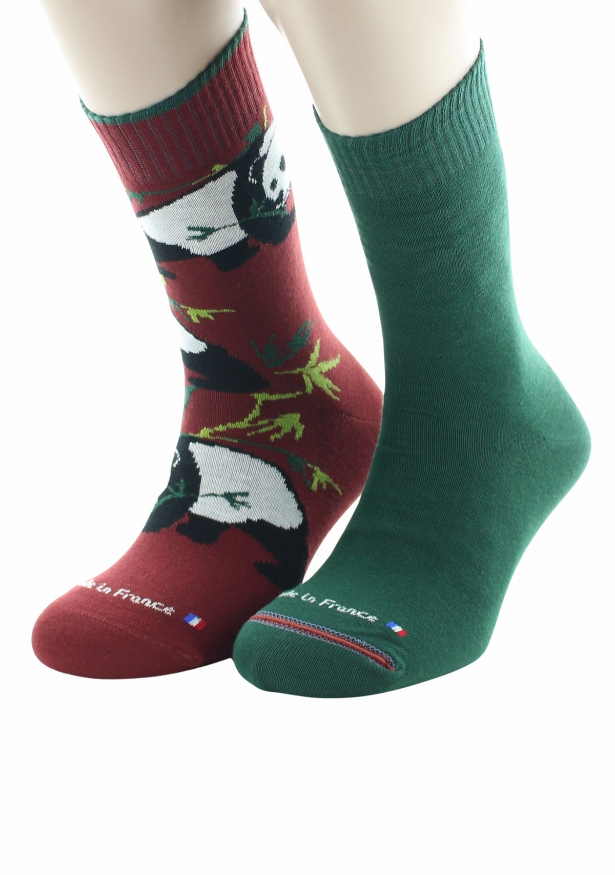 Chaussettes Réversibles Panda Rouille intérieur Vert Sapin ROUILLE/VERT