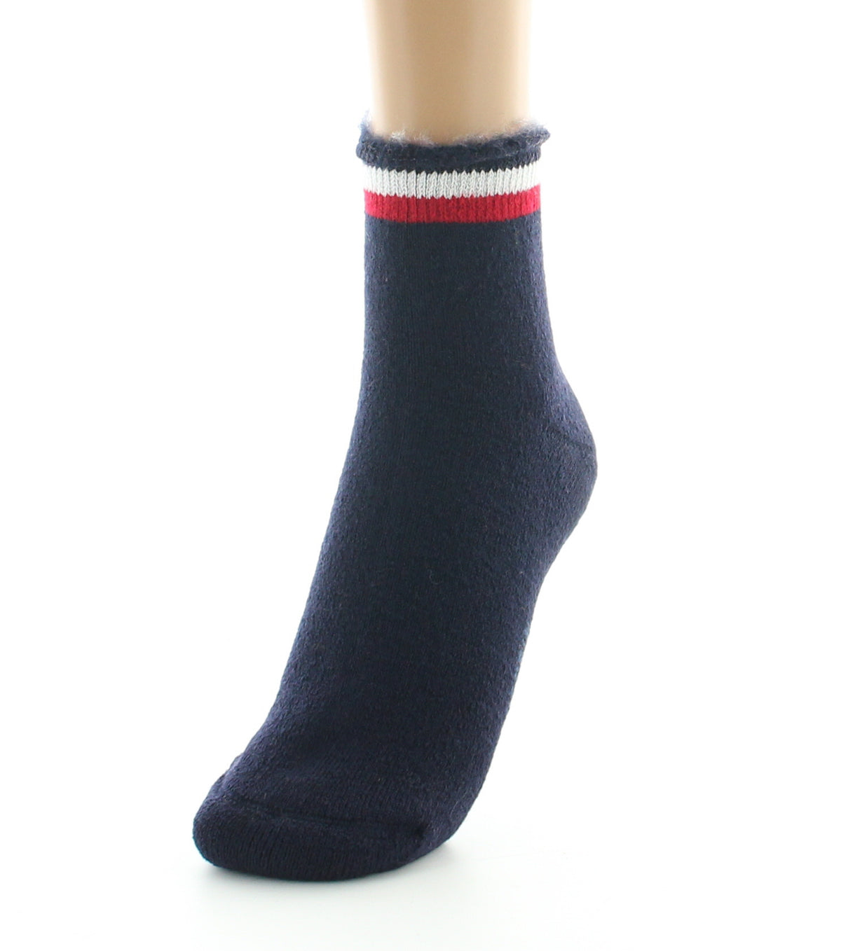 Chaussons de nuit femme laine peignée marine BLEU MARINE