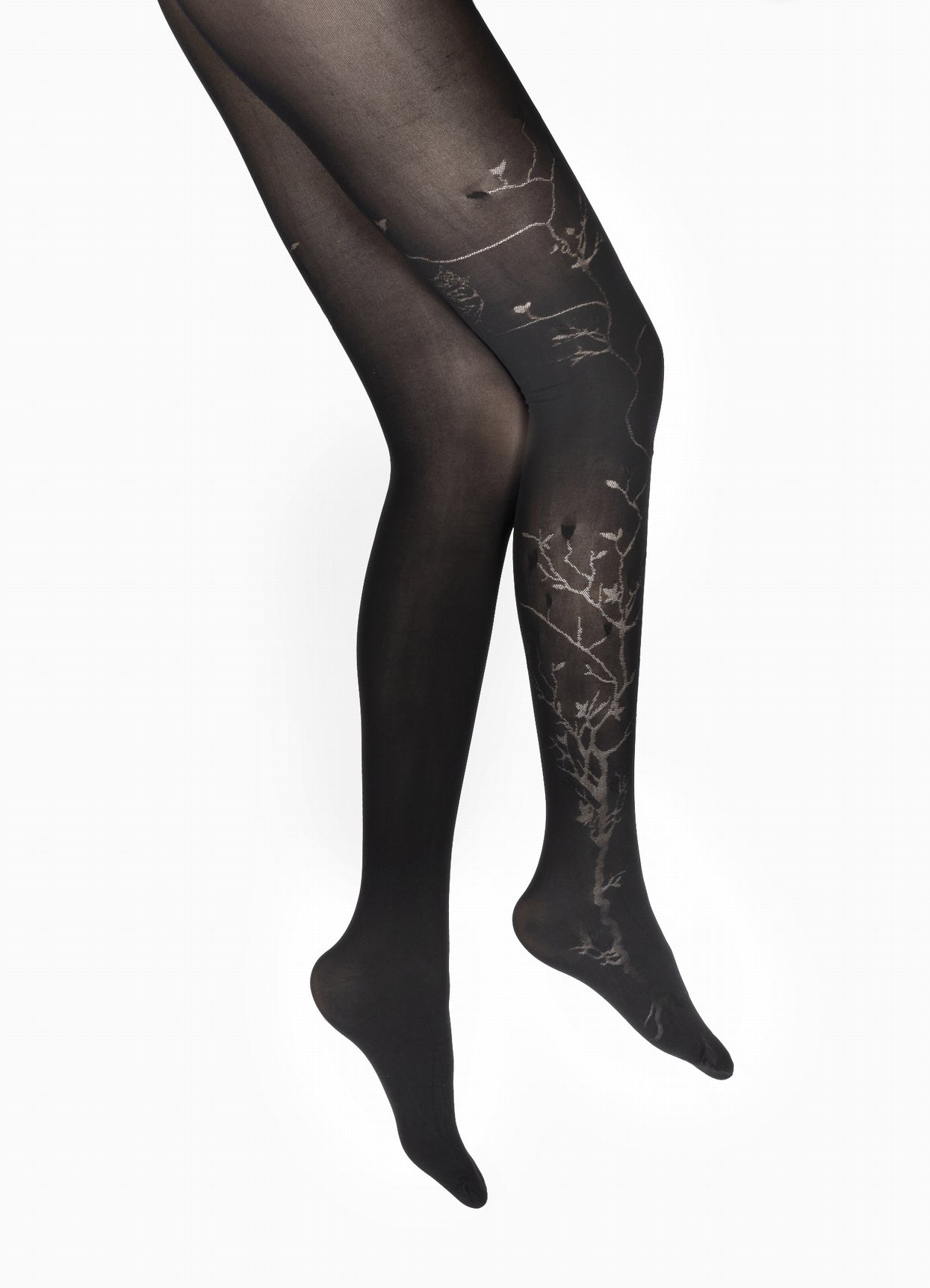 Collants 40D Arbre noir en Maille Dévorée ton sur ton NOIR