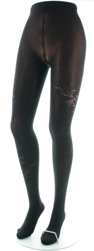Collants 40D Arbre noir en Maille Dévorée ton sur ton NOIR
