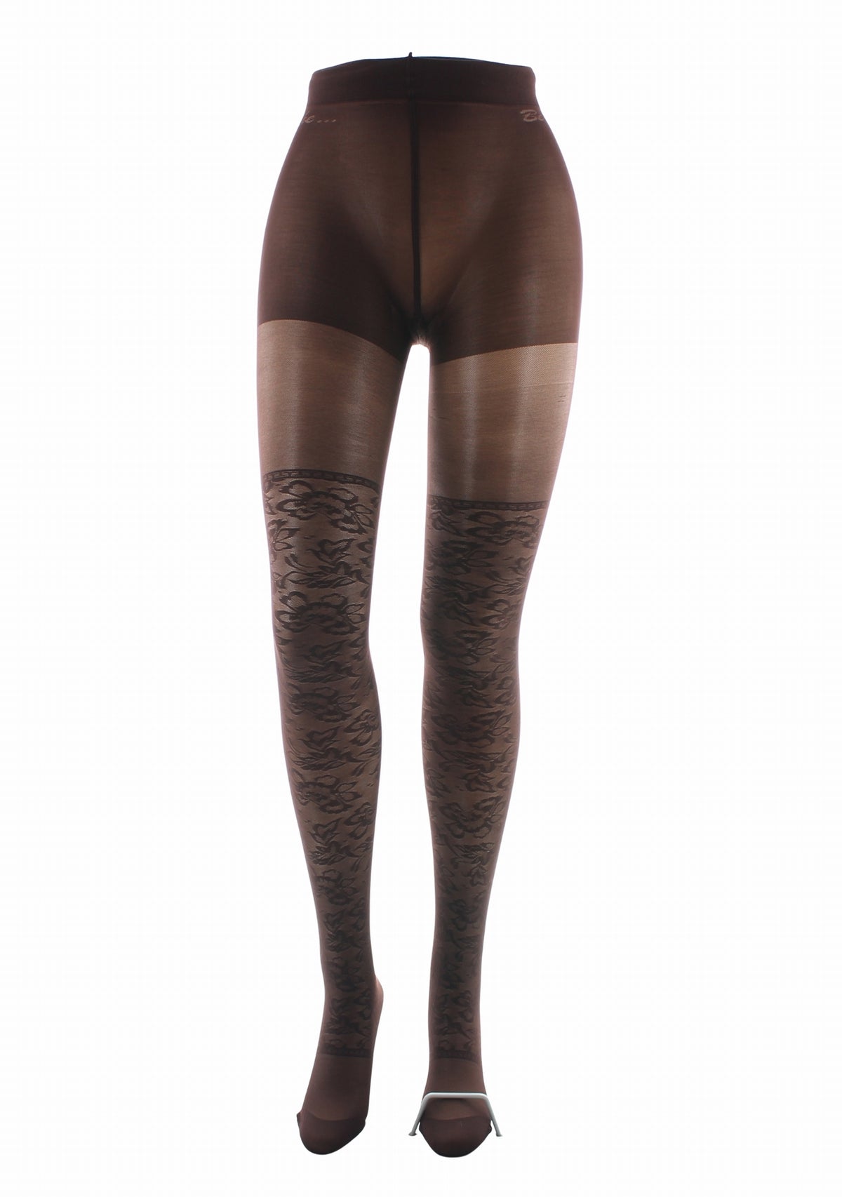 Collants 40D Berthe Dentelle fond chocolat CHOCOLAT