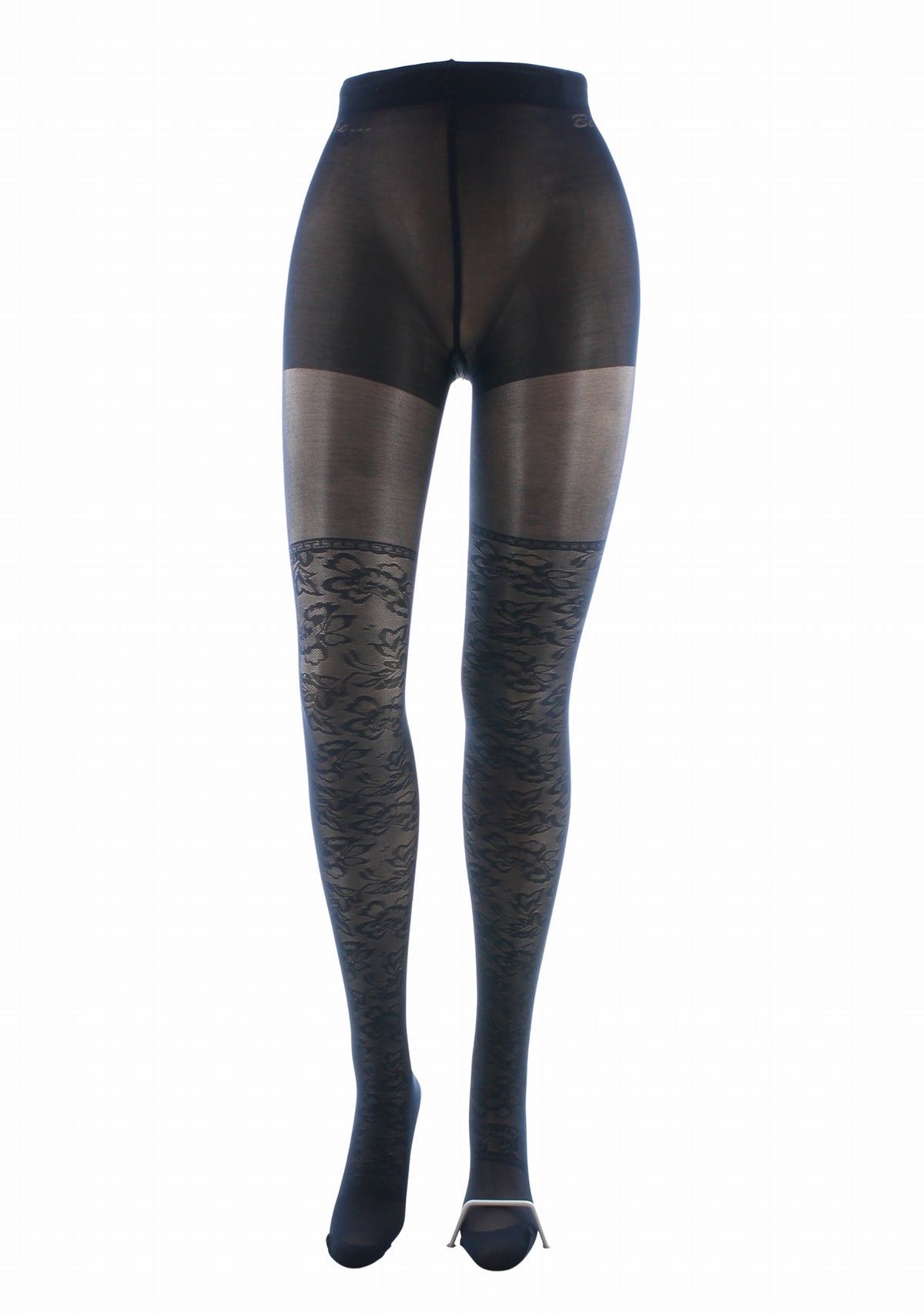 Collants 40D Berthe Dentelle fond marine MARINE