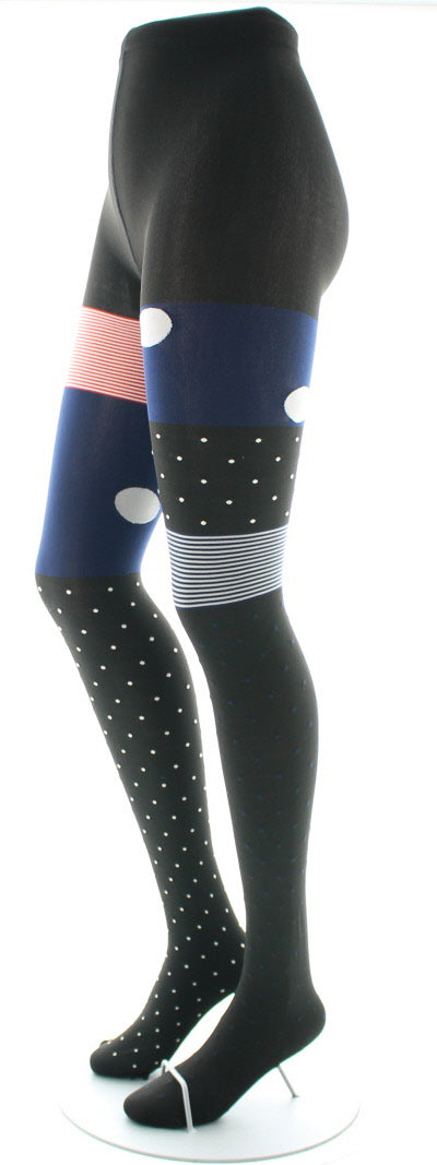 Collants 60D Pois Asymétriques noir et gris NOIR/GRIS