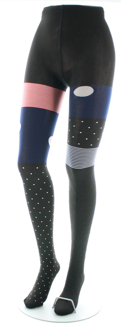 Collants 60D Pois Asymétriques noir et gris NOIR/GRIS