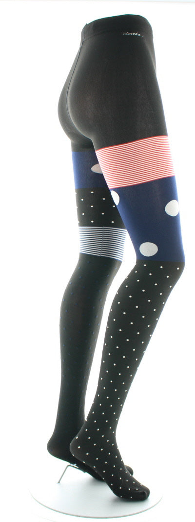 Collants 60D Pois Asymétriques noir et gris NOIR/GRIS