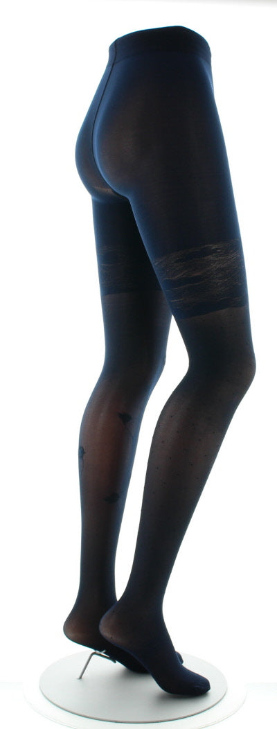 Collants agapanthes dévorées fond marine MARINE