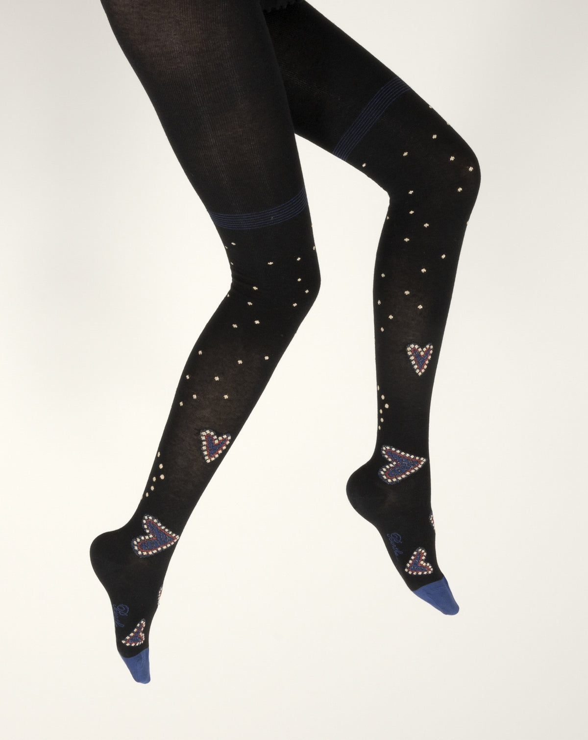 Collants coton femme cœur NOIR