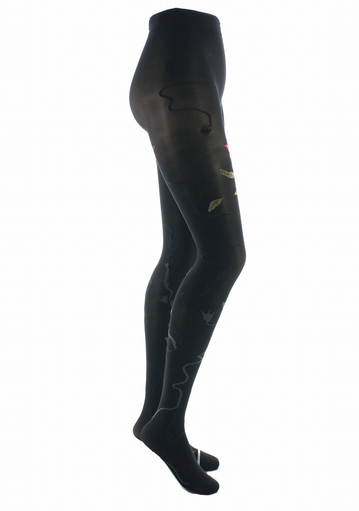 Collants femme 40 deniers Berthe - Rose fond noir NOIR