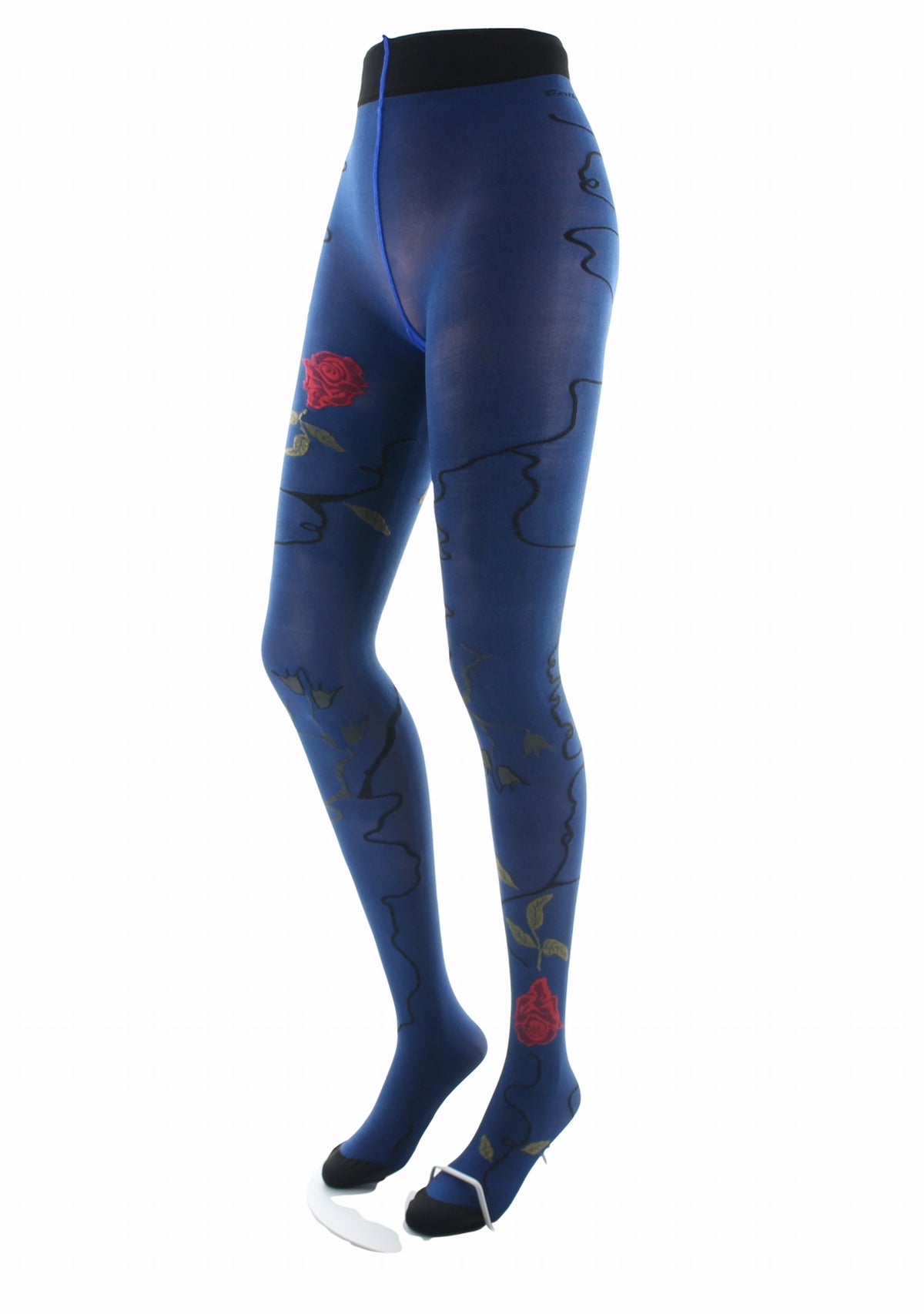 Collants femme 40 deniers Rose fond bleu royal - Berthe Aux Grands Pieds BLEU ROYAL