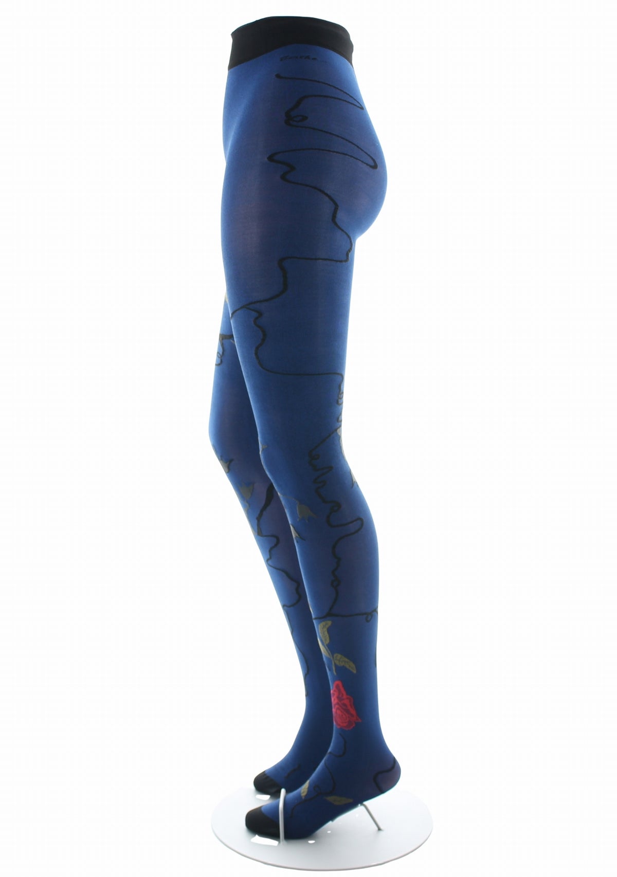 Collants femme 40 deniers Rose fond bleu royal - Berthe Aux Grands Pieds BLEU ROYAL