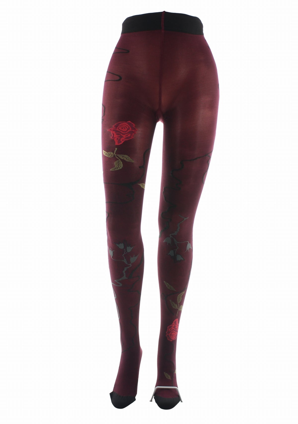 Collants femme 40 deniers Rose fond Rouge/Bordeaux irisé - Berthe Aux Grands Pieds ROUGE