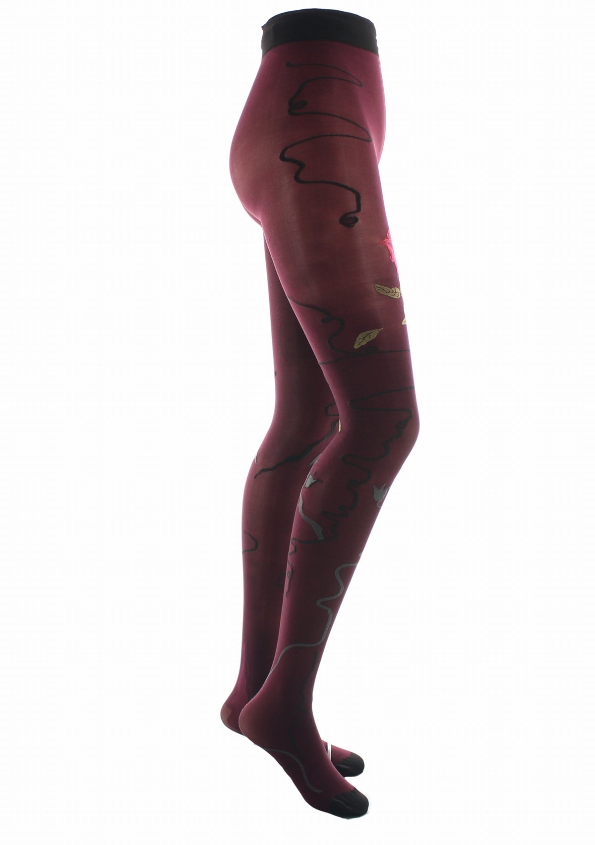 Collants femme 40 deniers Rose fond Rouge/Bordeaux irisé - Berthe Aux Grands Pieds ROUGE