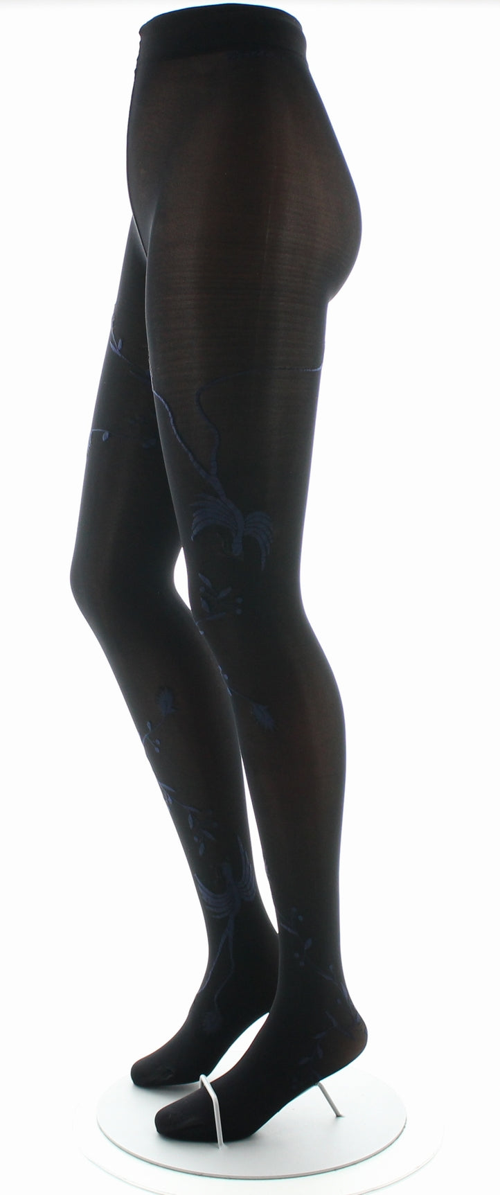 Collants femme 40D noir oiseau lyre marine