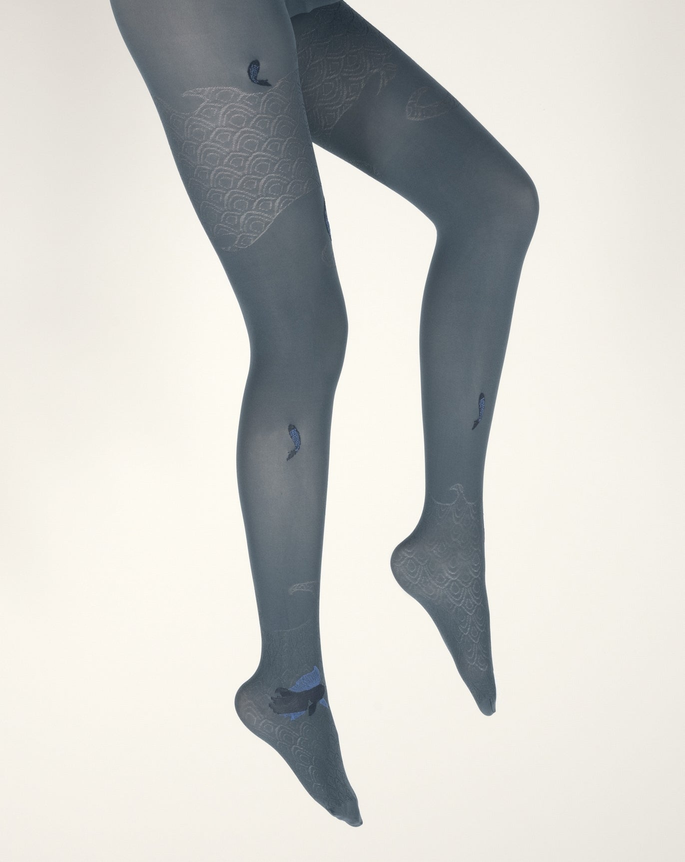 Collants femme 40D poissons pétrole et bleu - Main Image