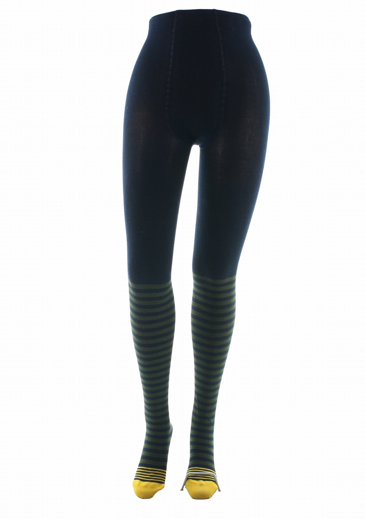 Collants femme coton Berthe Rayures Kaki MARINE/KAKI