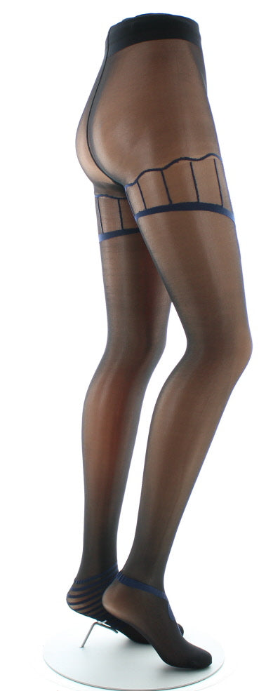 Collants sexy et chics Noir et Nœuds Marine MARINE