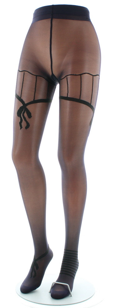 Collants sexy et chics Raisin et Nœuds Noir NOIR