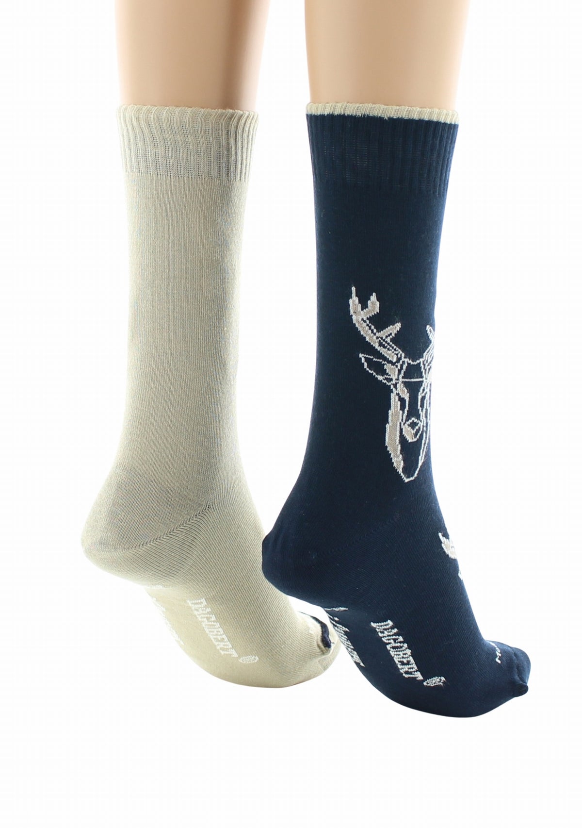 Doubles chaussettes réversibles Cerf Marine Intérieur Beige MARINE-BEIGE