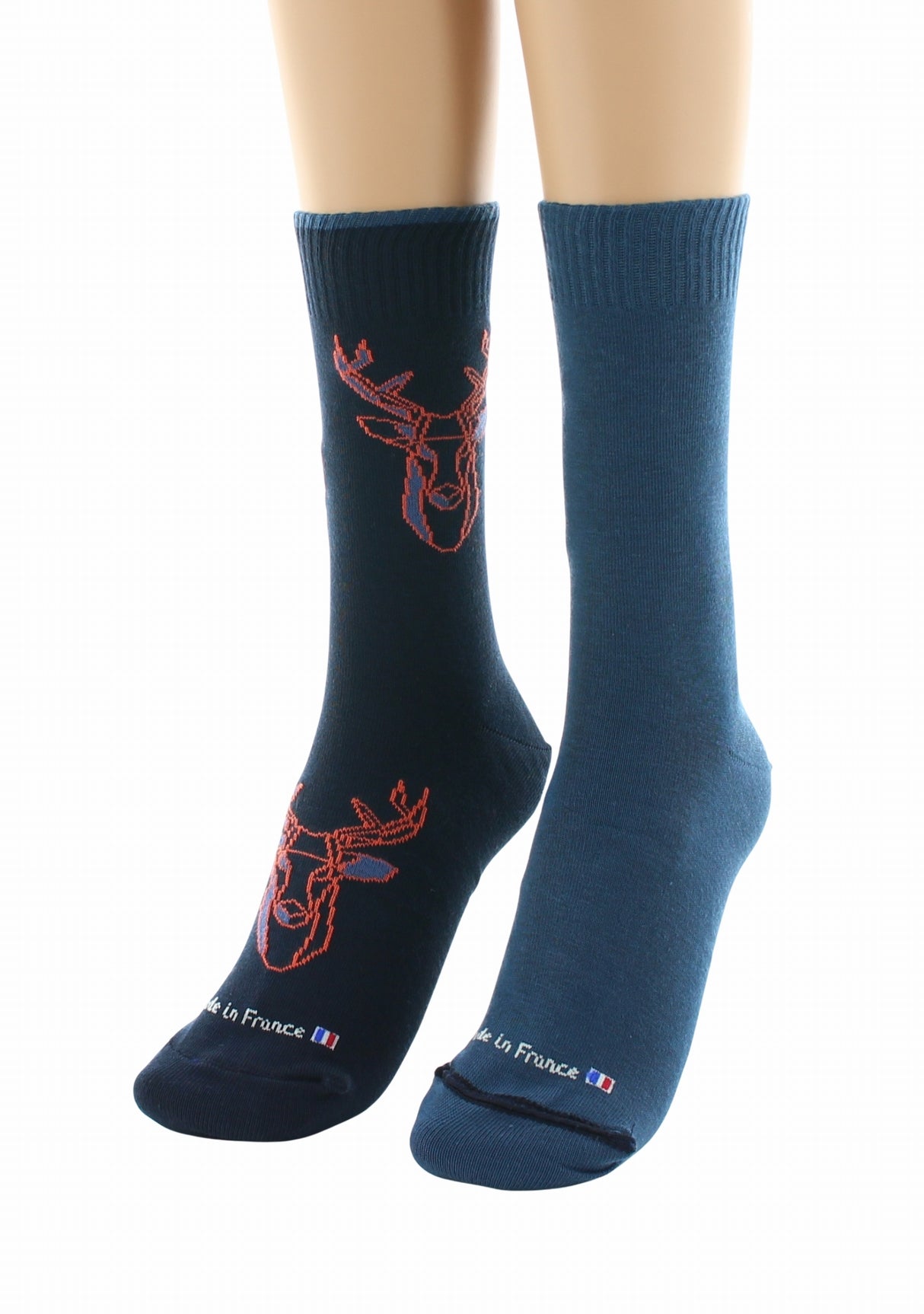Doubles chaussettes réversibles Cerf Marine Intérieur Bleu pétrole MARINE BLEU PETROLE
