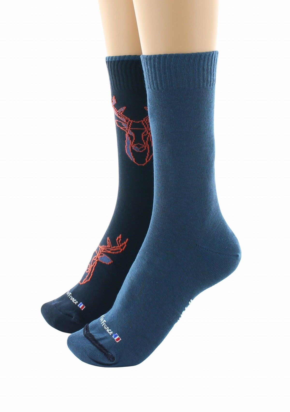 Doubles chaussettes réversibles Cerf Marine Intérieur Bleu pétrole MARINE BLEU PETROLE