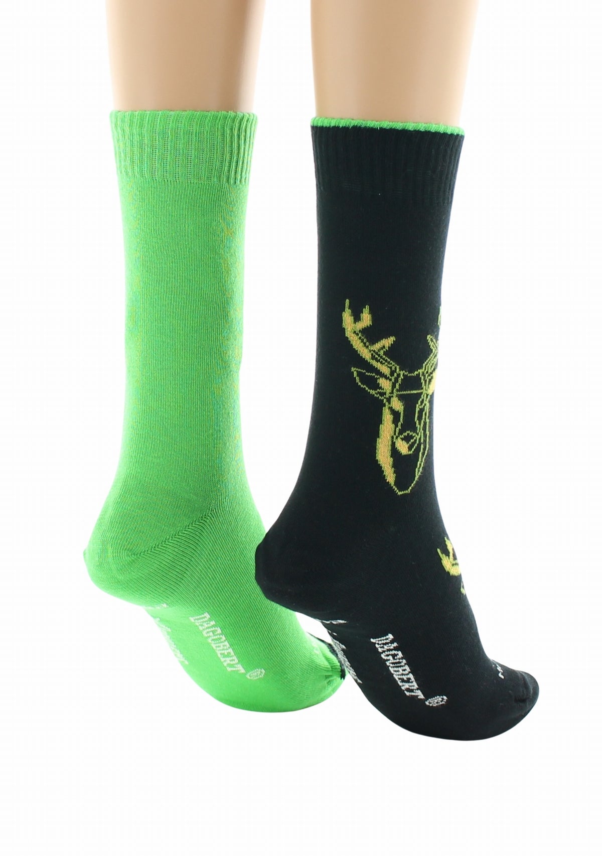 Doubles chaussettes réversibles Cerf Noir Intérieur Vert pomme NOIR-VERT POMME