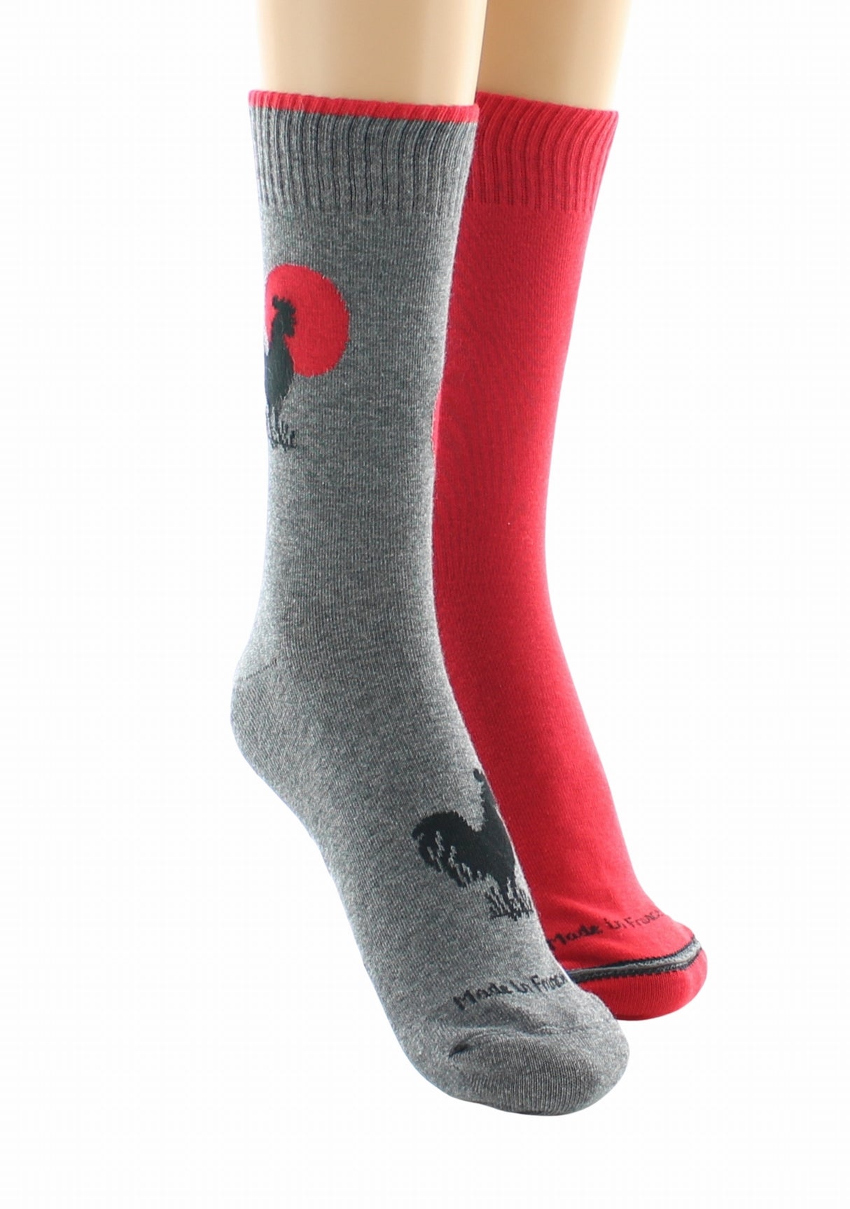 Doubles chaussettes réversibles Coq Gris Intérieur Rouge GRIS-ROUGE