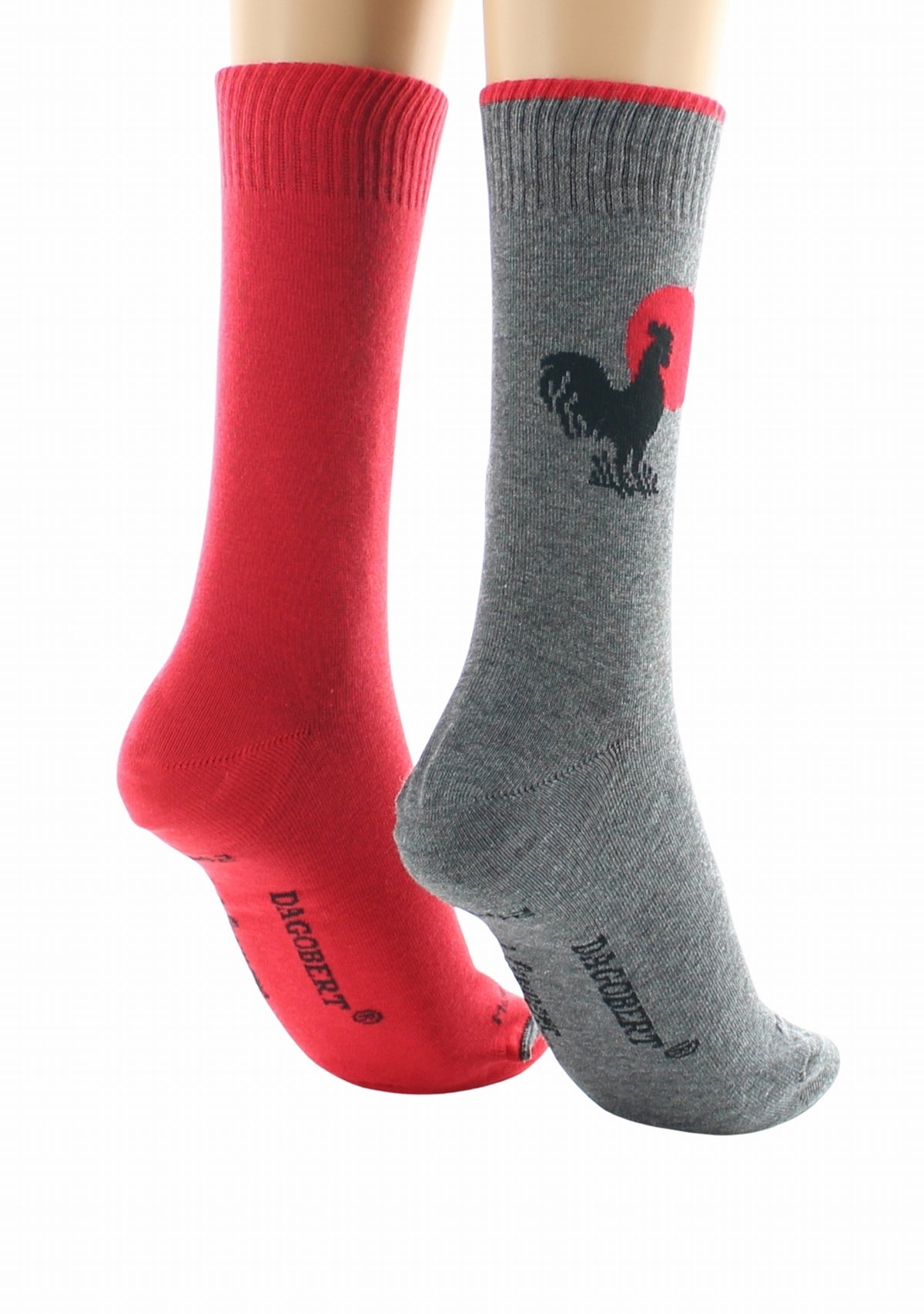 Doubles chaussettes réversibles Coq Gris Intérieur Rouge GRIS-ROUGE