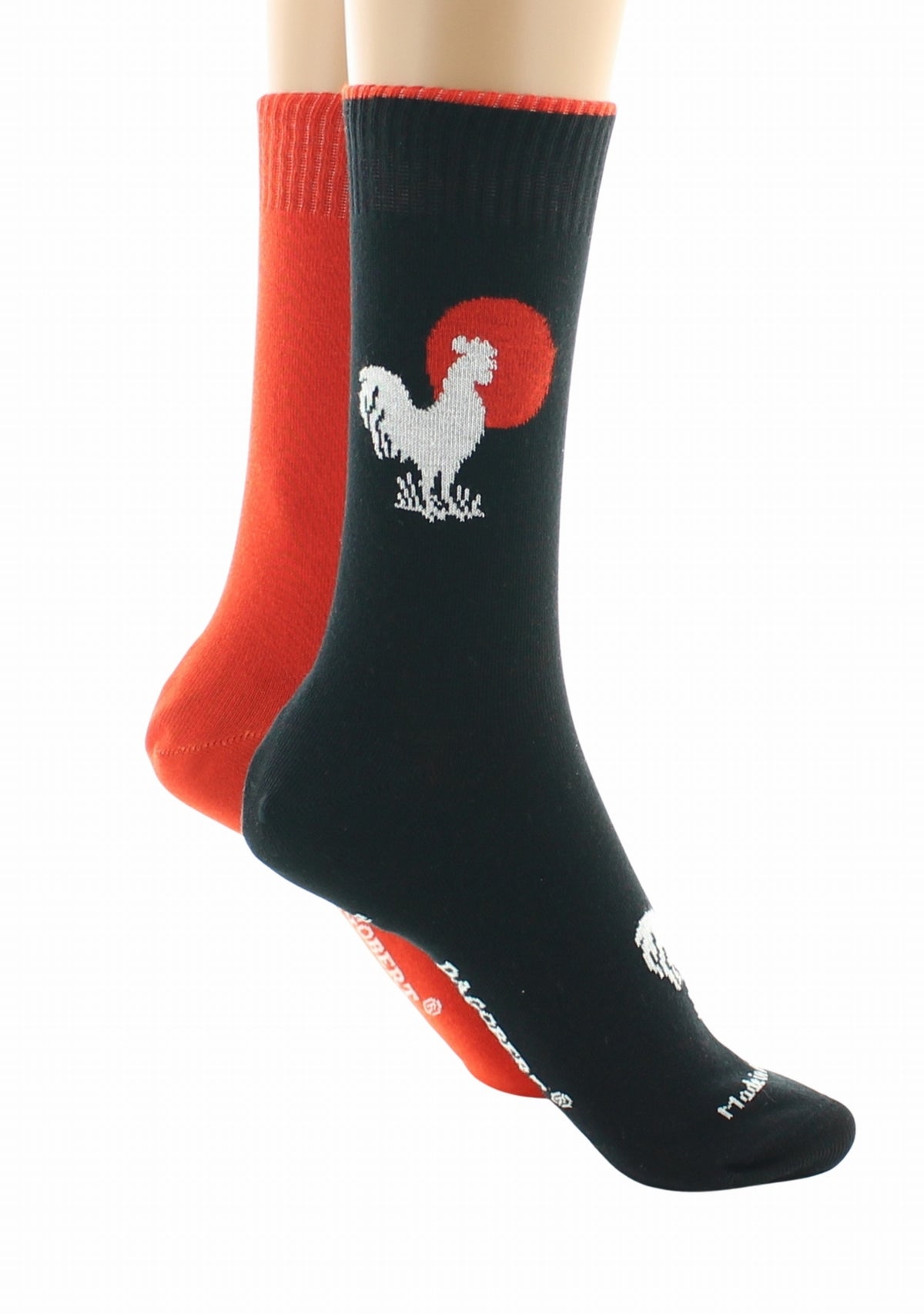 Doubles chaussettes réversibles Coq Noir Intérieur Orange NOIR-ORANGE