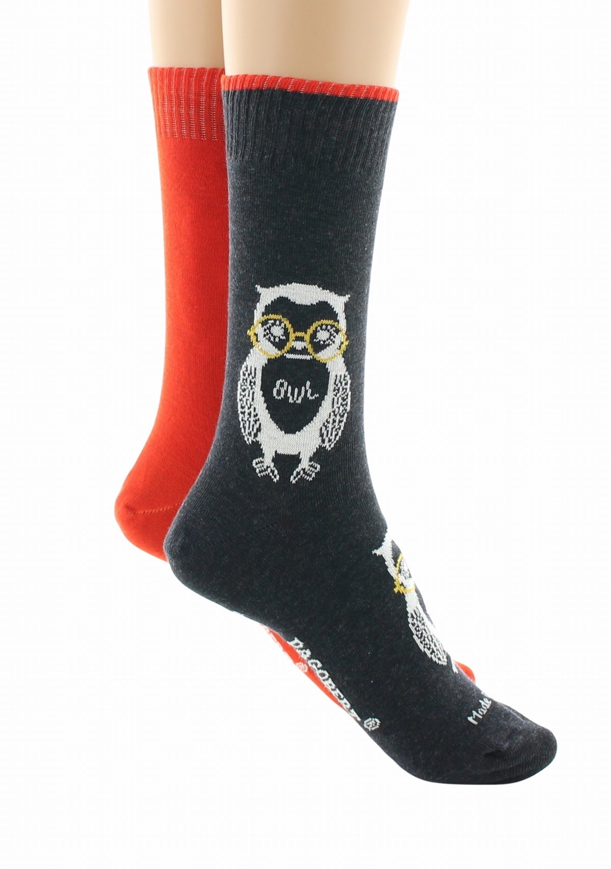 Doubles chaussettes réversibles Hibou Anthracite Intérieur Rouille ANTHRACITE-ROUILLE