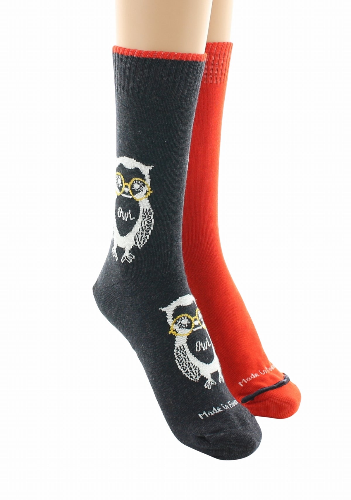 Doubles chaussettes réversibles Hibou Anthracite Intérieur Rouille ANTHRACITE-ROUILLE