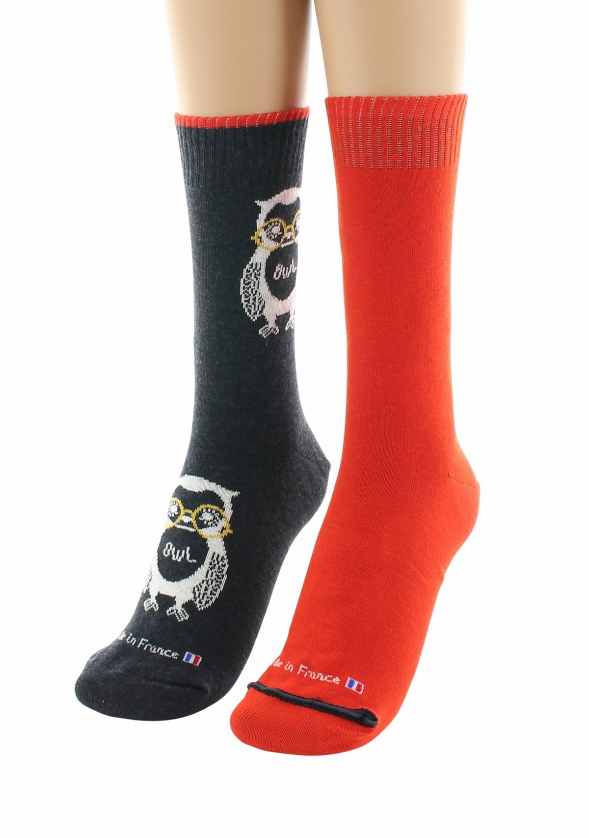 Doubles chaussettes réversibles Hibou Anthracite Intérieur Rouille ANTHRACITE-ROUILLE